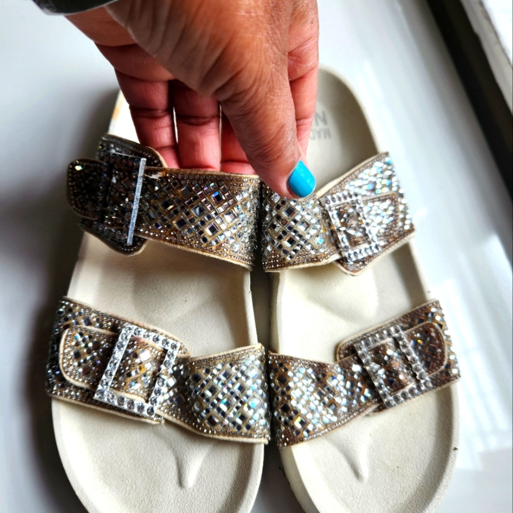 Women's SteveMadden Silver Sparkling Sandals